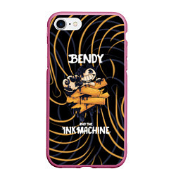 Чехол iPhone 7/8 матовый Бенди и чернильная машина Bendy and the Ink Machin, цвет: 3D-малиновый