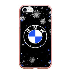 Чехол iPhone 7/8 матовый НОВОГОДНИЙ БМВ НОВЫЙ ГОД BMW, цвет: 3D-светло-розовый