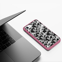 Чехол iPhone 7/8 матовый Манки Д Луффи, One Piece ЧБ, цвет: 3D-малиновый — фото 2