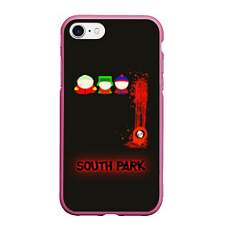 Чехол iPhone 7/8 матовый Южный парк главные персонажи South Park, цвет: 3D-малиновый