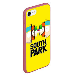 Чехол iPhone 7/8 матовый South Park - Южный парк персонажи, цвет: 3D-малиновый — фото 2