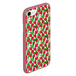 Чехол iPhone 7/8 матовый Весенние Тюльпаны, цвет: 3D-малиновый — фото 2