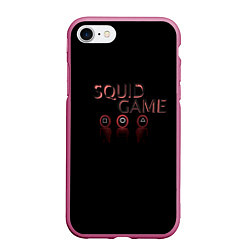 Чехол iPhone 7/8 матовый SQUID GAME СОТРУДНИКИ - ИГРА В КАЛЬМАРА, цвет: 3D-малиновый