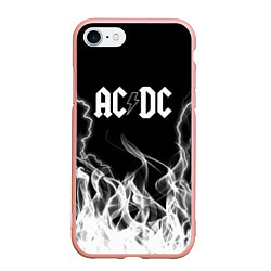 Чехол iPhone 7/8 матовый ACDC Fire, цвет: 3D-светло-розовый