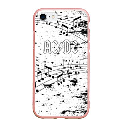 Чехол iPhone 7/8 матовый ACDC - Музыкальные ноты, цвет: 3D-светло-розовый