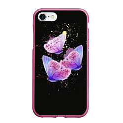 Чехол iPhone 7/8 матовый Butterflies Sky, цвет: 3D-малиновый