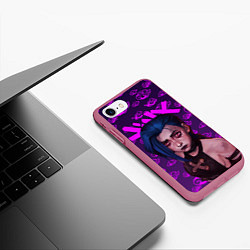 Чехол iPhone 7/8 матовый League Of Legends ARCANE JINX НЕОН, цвет: 3D-малиновый — фото 2