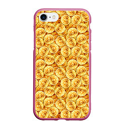 Чехол iPhone 7/8 матовый Золотые Биткоины, цвет: 3D-малиновый