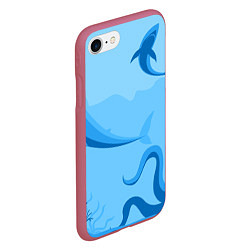 Чехол iPhone 7/8 матовый МоРское Дно с Акулами, цвет: 3D-малиновый — фото 2
