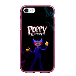 Чехол iPhone 7/8 матовый Poppy Playtime бабочки, цвет: 3D-малиновый