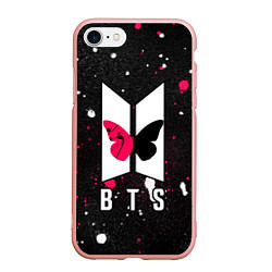Чехол iPhone 7/8 матовый BTS Бабочка, цвет: 3D-светло-розовый