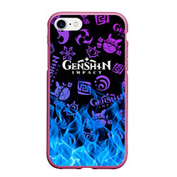 Чехол iPhone 7/8 матовый Стихия Genshin Impact Fire, цвет: 3D-малиновый