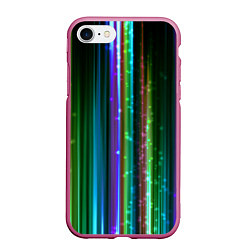 Чехол iPhone 7/8 матовый Свет неоновой радуги, цвет: 3D-малиновый