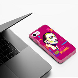 Чехол iPhone 7/8 матовый Salvador Dali: I am just not normal, цвет: 3D-малиновый — фото 2