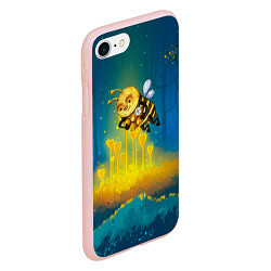 Чехол iPhone 7/8 матовый Пчёла с сотами, цвет: 3D-светло-розовый — фото 2