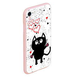 Чехол iPhone 7/8 матовый Влюблённый котик Cat Love, цвет: 3D-светло-розовый — фото 2