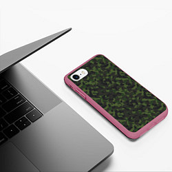 Чехол iPhone 7/8 матовый Камуфляж с холстовой сеткой, цвет: 3D-малиновый — фото 2