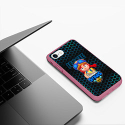 Чехол iPhone 7/8 матовый Джесси Jessie BRAWL STARS соты, цвет: 3D-малиновый — фото 2