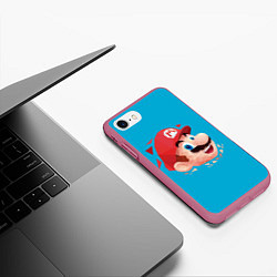 Чехол iPhone 7/8 матовый Mario арт, цвет: 3D-малиновый — фото 2
