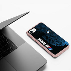 Чехол iPhone 7/8 матовый BMW M Series Синий Гранж, цвет: 3D-светло-розовый — фото 2