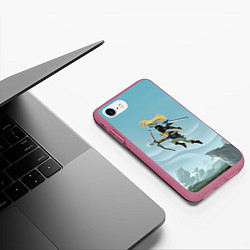 Чехол iPhone 7/8 матовый Зельда и Линк, цвет: 3D-малиновый — фото 2