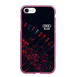 Чехол iPhone 7/8 матовый Audi капли красок, цвет: 3D-малиновый