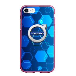 Чехол iPhone 7/8 матовый Volvo Sport соты, цвет: 3D-малиновый