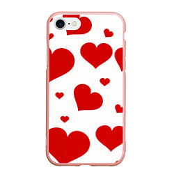 Чехол iPhone 7/8 матовый Красные сердечки Heart