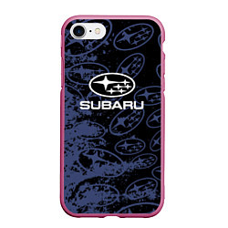 Чехол iPhone 7/8 матовый Subaru Pattern спорт, цвет: 3D-малиновый