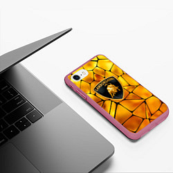 Чехол iPhone 7/8 матовый Lamborghini Gold плиты, цвет: 3D-малиновый — фото 2