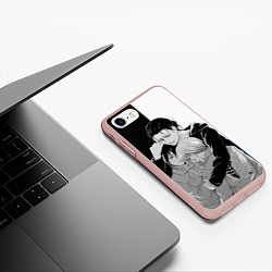 Чехол iPhone 7/8 матовый Все вместе Эрен Микаса и Армин Атака титанов, цвет: 3D-светло-розовый — фото 2