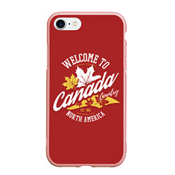 Чехол iPhone 7/8 матовый Канада Canada, цвет: 3D-светло-розовый