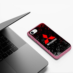 Чехол iPhone 7/8 матовый Mitsubishi Logo auto, цвет: 3D-малиновый — фото 2