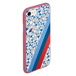 Чехол iPhone 7/8 матовый BMW LOGO 2020 PATTERN M SPORT, цвет: 3D-малиновый — фото 2