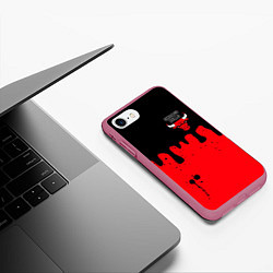 Чехол iPhone 7/8 матовый Chicago Bulls Чикаго Буллз Логотип, цвет: 3D-малиновый — фото 2