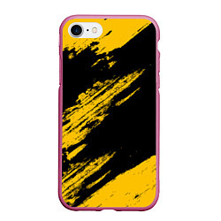 Чехол iPhone 7/8 матовый BLACK AND YELLOW GRUNGE ГРАНЖ, цвет: 3D-малиновый