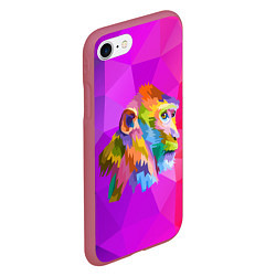 Чехол iPhone 7/8 матовый Цветная обезьяна Color monkey, цвет: 3D-малиновый — фото 2