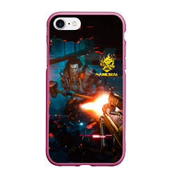 Чехол iPhone 7/8 матовый Cyberpunk 2077 Night city