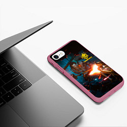 Чехол iPhone 7/8 матовый Cyberpunk 2077 Night city, цвет: 3D-малиновый — фото 2