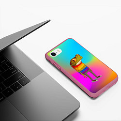 Чехол iPhone 7/8 матовый Радужная лягушка Rainbow Frog, цвет: 3D-малиновый — фото 2