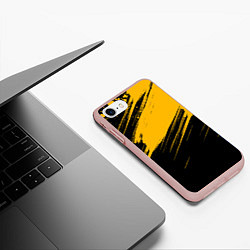 Чехол iPhone 7/8 матовый Black and yellow grunge, цвет: 3D-светло-розовый — фото 2