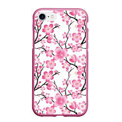 Чехол iPhone 7/8 матовый Весенняя сакура, цвет: 3D-малиновый