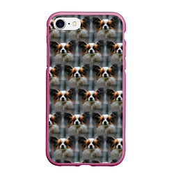 Чехол iPhone 7/8 матовый Маленькая собачка паттерн, цвет: 3D-малиновый