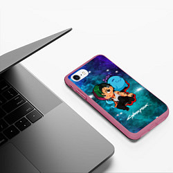 Чехол iPhone 7/8 матовый Джуди Judy Cyberpunk 2077, цвет: 3D-малиновый — фото 2