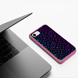 Чехол iPhone 7/8 матовый Рунический алфавит Neon pattern, цвет: 3D-малиновый — фото 2