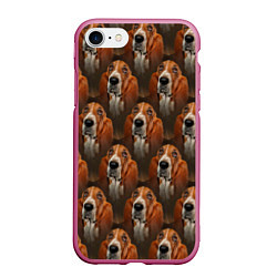 Чехол iPhone 7/8 матовый Dog patternt, цвет: 3D-малиновый