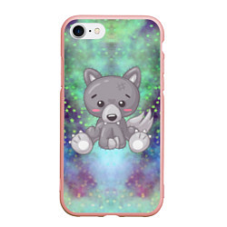 Чехол iPhone 7/8 матовый Маленький серый волк, цвет: 3D-светло-розовый