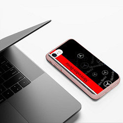 Чехол iPhone 7/8 матовый Mercedes Паттерн, цвет: 3D-светло-розовый — фото 2