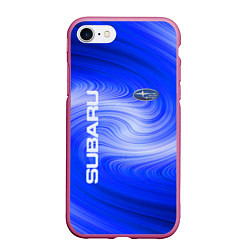 Чехол iPhone 7/8 матовый Subaru субару, цвет: 3D-малиновый