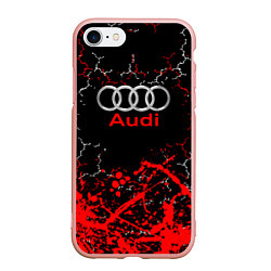 Чехол iPhone 7/8 матовый AUDI АУДИ брызги, цвет: 3D-светло-розовый